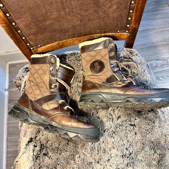 Polo RalphLauren Hayward Quilted Laceup Shearling Upper/Lining Buckle Snow Boots - Picture 9 of 12